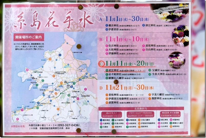 糸島花手水の開催期間・開催神社