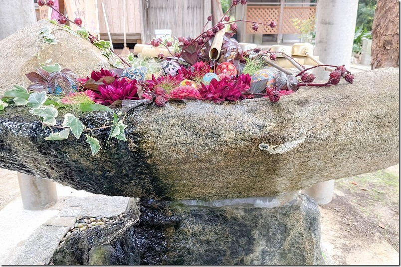 糸島市志摩馬場 六所神社の花手水